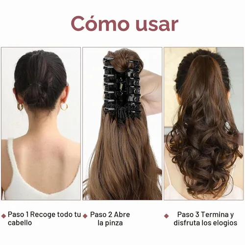 Vista 4 de Extensión de cola de caballo con clip, de 18 pulgadas, 20 pulgadas, rizada, ondulada, recta, cola de caballo larga con clip, para mujer, rubio ceniza