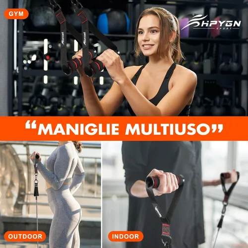 Vista 9 de HPYGN Mango de ejercicio, equipo de fitness de repuesto para pilates, yoga, entrenador de fuerza, gimnasio en casa extraíble, rojo, gris, azul mango