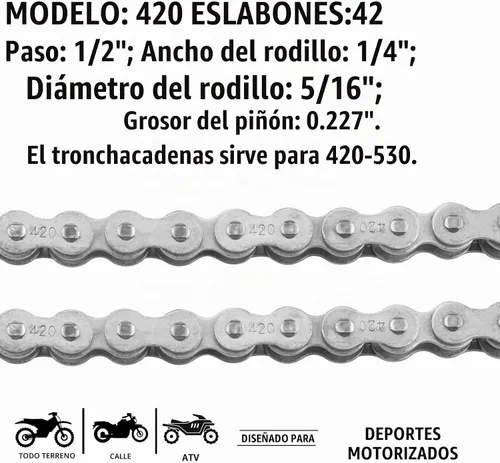 Vista 2 de Cadena de Jackshaft 420 de 42 Eslabones + Rompecadenas, compatible con Coleman BT200X CT200U Trail 200 CT200U-EX Baja TrailMaster Warrior Heat