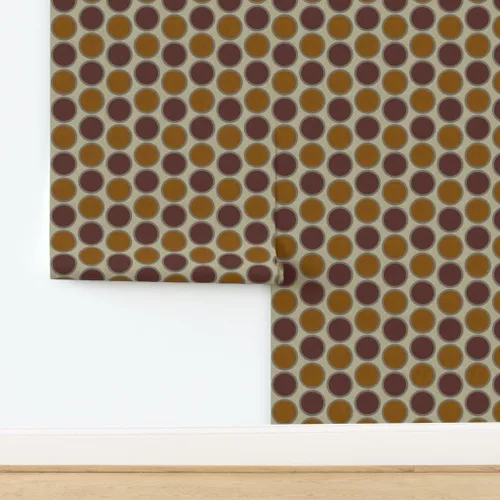 Vista 4 de Spoonflower Mod Circles Brown Pre-Pasted Removable Wallpaper