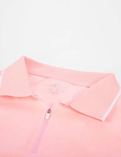 Vista 6 de Camisa de golf rosa para mujer, con cuello seco, color negro, UPF 50, talla XL, Rosado