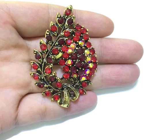 Vista 4 de Broche de flores de boda con diamantes de imitación de cristal grande para mujer, accesorios de ropa de joyería de moda, 4 uds