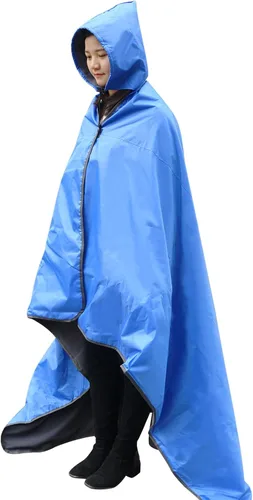 Vista 17 de DUKUSEEK Manta con capucha para exteriores, manta de camping impermeable, acolchada, forro polar grueso, cálida, resistente al viento, a prueba