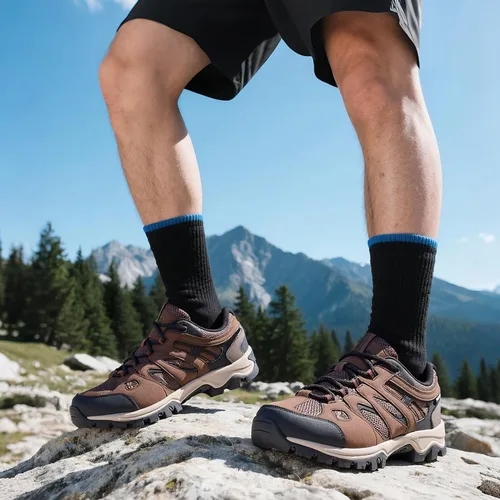 Vista 5 de CAMELSPORTS Zapatos de senderismo para hombre, zapatos de senderismo para hombre, tenis de senderismo ligeros de malla de cuero al aire libre
