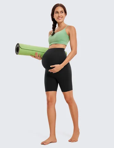 Vista 5 de CRZ YOGA Butterluxe - Pantalones cortos de yoga de maternidad sobre el vientre de 6 pulgadas, pantalones cortos de ciclismo atléticos