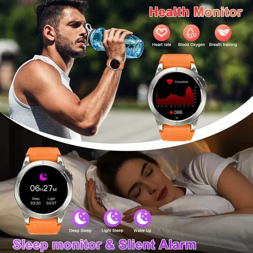 Vista 3 de Reloj inteligente para hombres con GPS Fitness: 1.43 "AMOLED Militar Hacer respuesta llamada Correr Relojes digitales para hombre Impermeable