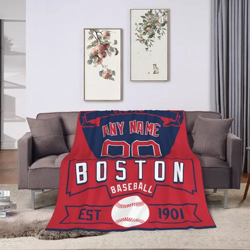 Vista 21 de Manta personalizada para cama, regalo para fanáticos del béisbol, manta de forro polar para invierno y verano, manta personalizada con nombre