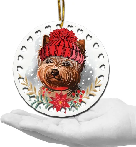 Vista 15 de BELLA BUSTA -Adorno de Navidad para perros, decoración navideña para amantes de los perros, estampado de Navidad UV