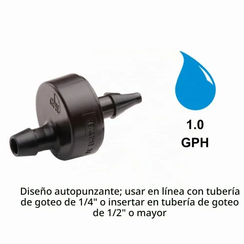 Vista 2 de Rain Bird SW10/10PS Gotero/Emisor de Riego por Goteo de Riego Puntual, 1 Galón por Hora, Paquete de 10