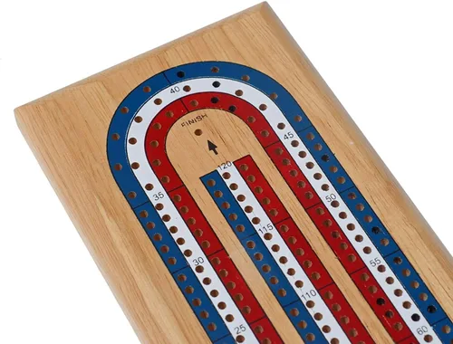 Vista 5 de WE Games Juego de cuna de madera clásica, rojo, blanco y azul, continuo de 3 pistas con clavijas de metal, juegos familiares, decoración de sala