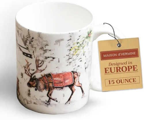 Vista 28 de Maison d' Hermine Taza de café con asas, tazas de porcelana fina de hueso, paquete de una taza de té para bebidas calientes, capuchino, latte