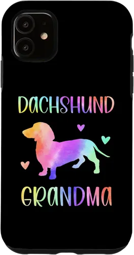 Vista 5 de Carcasa para iPhone 14 con diseño de perro salchicha abuela Wiener Dog Nana Rainbow Watercolor Case