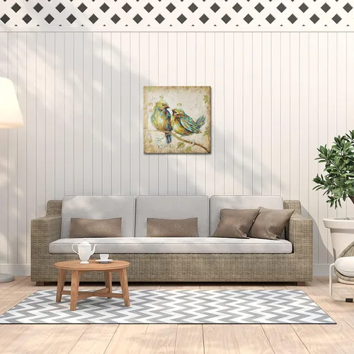 Vista 2 de Canvbay Lienzo decorativo de animales para pared, pájaros y pareja en rama de árbol, imagen de amor familiar, decoración de pared rústica, obra