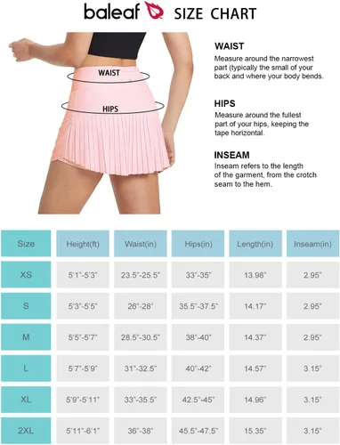 Vista 6 de BALEAF Women's Tennis Skirt Pleated Skirts Golf Skorts for Woman High Waisted Lightweight Athletic with Shorts Pockets