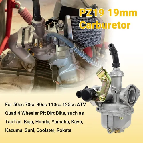 Vista 2 de HIAORS PZ19 Carburador de 19 mm con estrangulador por cable Compatible con Taotao Coolster 110cc 125cc Apollo Sunl NST Coolsport Lifan Baja ATV Quad