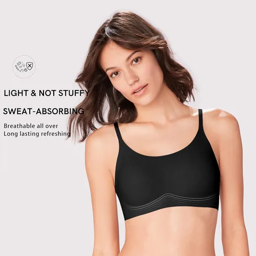 Vista 4 de Ubras Sujetador sin costuras para mujer, sin costuras, tirantes delgados ajustables, brasier camisola, soporte suave