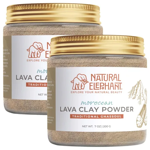 Vista 8 de Natural Elephant Ghassoul (Rhassoul) - Polvo de arcilla de lava marroquí Polvo de máscara facial y corporal 100% puro y natural Bolsa de 1 libra