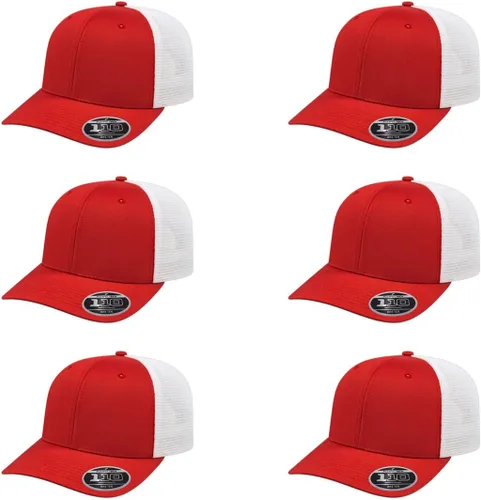 Vista 123 de Cap America i8502 Flexfit 110 Premium - Gorra de camionero de perfil medio con 6 paneles de malla trasera con protección UV y cierre ajustable