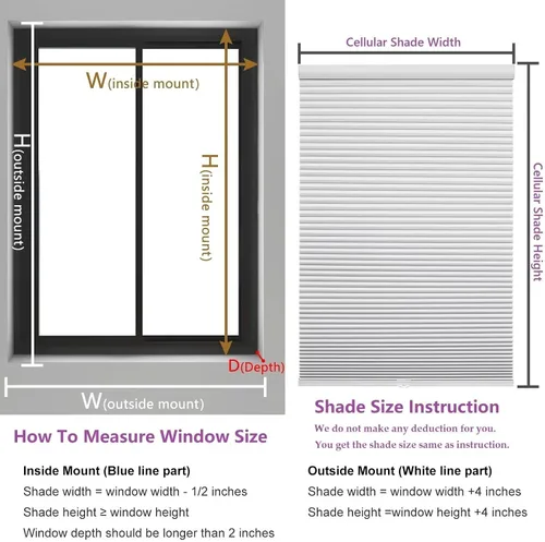 Vista 5 de Changshade Persianas celulares para ventanas de interior y ventanas opacas sin cable, persianas opacas de panal de 1 pulgada, plisadas, sin