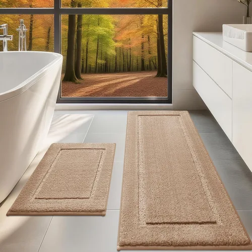 Vista 55 de IM HOME Tapetes de baño, felpa ultra suave, de microfibra esponjosa, absorbente, parte trasera antideslizante, lavable a máquina, tapetes para suelo
