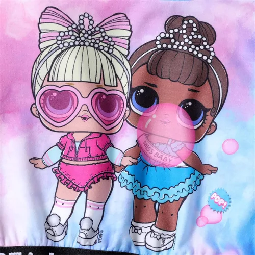 Vista 4 de L.O.L. Surprise! Girls Clothes Crop Top and Pant Long Sleeve Doll Print Tie dye Sweatshirt Leggings Girls Outfits 2Pcs Sets