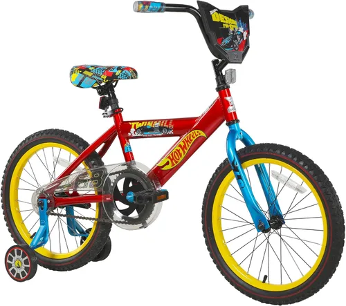 Vista 10 de Dynacraft Hot Wheels BMX Bike for Boys, 12-18 Inch Kids Bike, Ages 3-9, Rev Grip Handlebar Feature, Red & Black