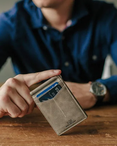 Vista 2 de SERMAN BRANDS RFID Blocking Wallet Slim Bifold - Genuine Leather Minimalist Front Pocket Wallets for Men with Money Clip Gift