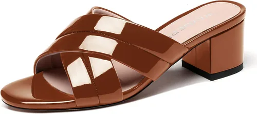 Vista 22 de WAYDERNS Sandalias de tacón bajo con puntera abierta y tacón bajo para mujer, de 2 pulgadas Beige