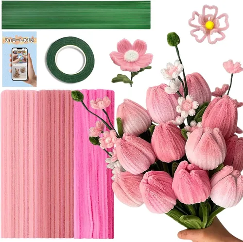 Vista 16 de URSDIART 311 piezas de limpiapipas azules para manualidades - Kit de fabricación de flores de tallos de felpilla, alambre grueso y esponjoso