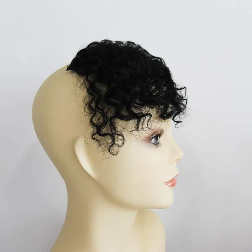 Vista 9 de Shinon Flequillo rizado de cabello humano con clip, extensiones de cabello real 10 A, color negro