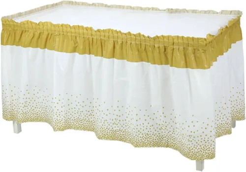 Vista 11 de 2 Pack Black Table Skirt Cover Happy Birthday Tablecloth Party Table Skirt Rectangular Table Cloth Cover for Indoor or Outdoor Parties Style 5