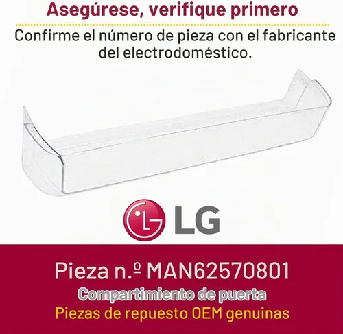 Vista 2 de LG MAN62570801 Contenedor de estante de puerta original OEM para refrigeradores LG