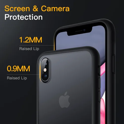 Vista 5 de JETech Funda mate para iPhone Xs y iPhone X, color negro Protección de grado militar, parte trasera mate esmerilada, acabado antihuellas, diseño a