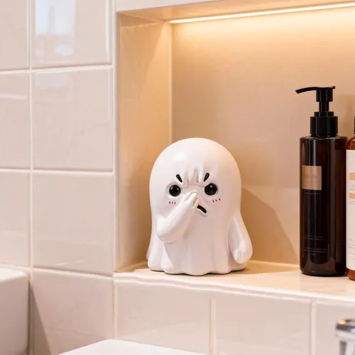 Vista 4 de Figura pequeña de fantasma con nariz de sujeción, bonita estatua de baño de fantasma, decoración de Halloween para interiores, para escritorio