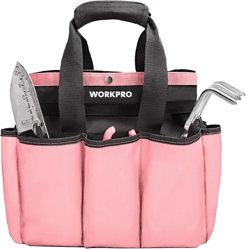 Vista 11 de WORKPRO Bolsa de herramientas de jardín, bolsa Oxford resistente de 9 bolsillos, soporte para kit de herramientas de jardinería, 12 x 12 x 6