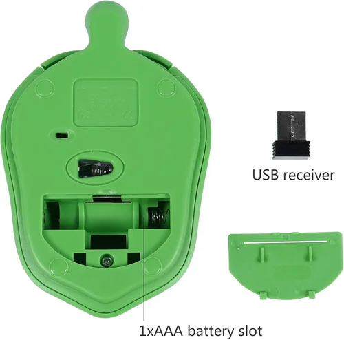 Vista 4 de elec Space Ratón inalámbrico en forma de tortuga, ratón óptico de computadora de 2.4G, 3 botones, 4.7 x 3.0 in (verde menta)