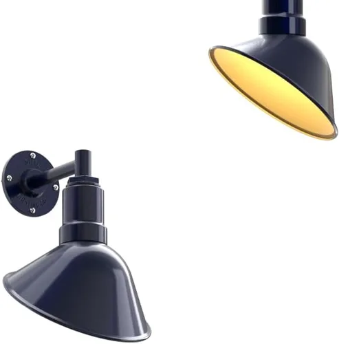 Vista 30 de Steel Lighting Co. Luz de Letrero de Tienda Venice para Pared de Acento de Restaurante al Aire Libre Cúpula de 9 pulgadas Brazo Recto de 6