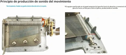 Vista 5 de Caja de música con manivela de 30 notas con engranaje de cobre DIY haz tu kit de herramientas de música (30notesMovementCopperGear)