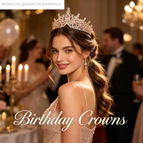 Vista 8 de Kamirola Corona de Reina Barroca, Corona Nupcial de Boda con Diamantes de Imitación y Tiaras Diadema de Cristal Para Cumpleaños Baile de Graduación