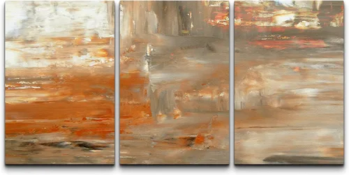Vista 158 de wall26 Lienzo enmarcado para pared, juego de arte con trazos de pintura roja y naranja vibrante, paisaje, formas abstractas, ilustraciones, arte