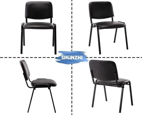 Vista 8 de Shunzhi - Juego de 5 sillas apilables para invitados de oficina y recepción Negro