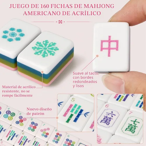 Vista 3 de American Mahjong - Juego de azulejos para amantes de Mah Jong Rosa pálido