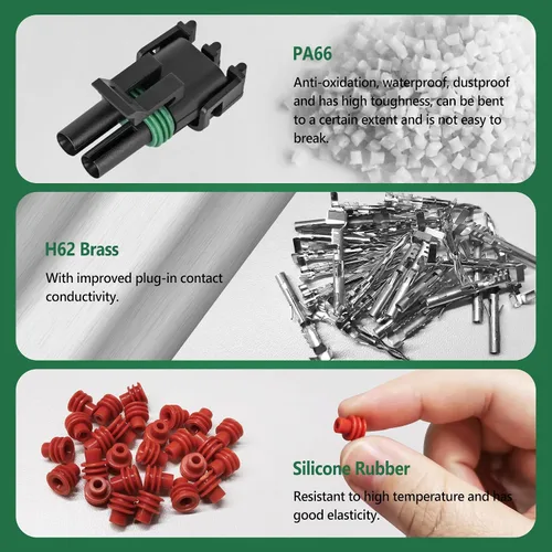Vista 6 de 367 piezas 20 kits de conectores eléctricos automotrices impermeables 1/2/3/4/6 pines macho y hembra 22-14AWG arnés de cables conector de bujía