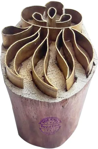 Vista 25 de Royal Kraft Sellos de madera de latón de hoja para impresión de bloques en arcilla, cerámica, tela Btag001