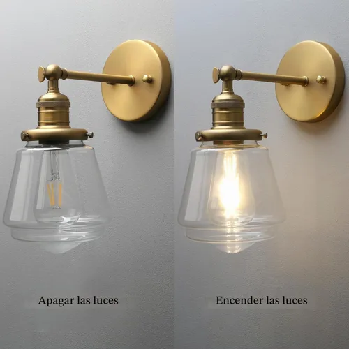 Vista 7 de Phansthy Lámpara de pared industrial, lámpara de pared ajustable de 180 grados, lámpara de pared con pantalla de vidrio, iluminación decorativa