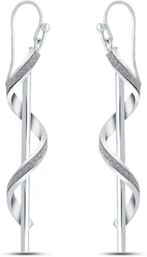 Vista 3 de Charmsy - Aretes colgantes de plata de ley 925 con nudo infinito para mujer