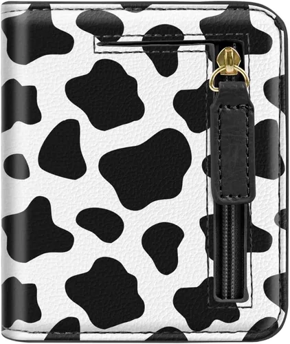 Vista 9 de Cartera pequeña con bloqueo RFID para mujer, con bolsillo plegable y compacto, lindo soporte para tarjetas de crédito, ranura para monedas, monedero
