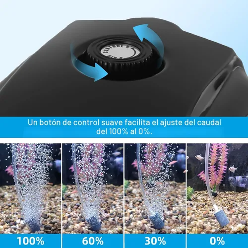 Vista 3 de AQUANEAT Bomba de aire para acuario de 300 GPH, para tanque de peces de hasta 200 galones, potente bomba aireadora hidropónica con tubo, piedras