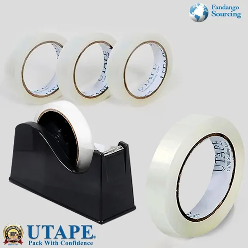 Vista 2 de Cinta transparente resistente de 1/2 pulgada x 75 yardas de largo, repuestos de cinta de envío de embalaje disponibles para cajas de mudanza
