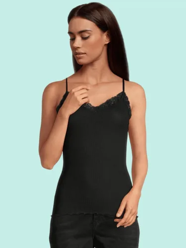 Vista 3 de Camisola de lana y seda acanalada con borde de lechuga para mujer con cuello en V y encaje 3408